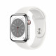 Viedais Pulkstenis Apple Watch Series 8 GPS, 45mm LTE Silver Stainless Steel Case with White Sport Band - Regular  MNKE3UL/A
