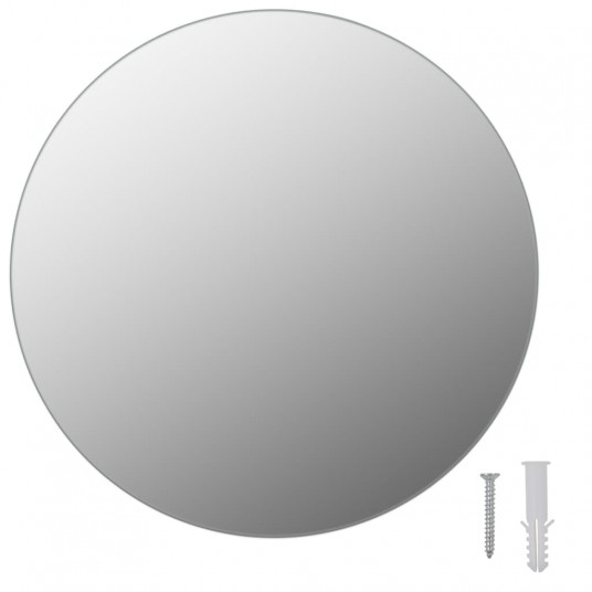 Sienas spogulis ar LED spuldzēm, bez rāmja, apaļš, stikls