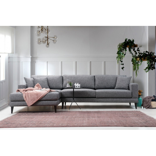 Stūra dīvāns Hanah Home Nordic Corner Left - Tumši pelēks
