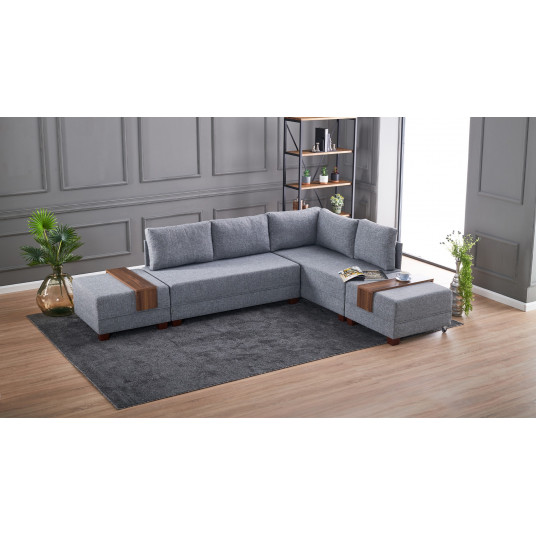 Stūra dīvāna gultne Hanah Home Fly Corner Sofa Bed Right - Pelēks