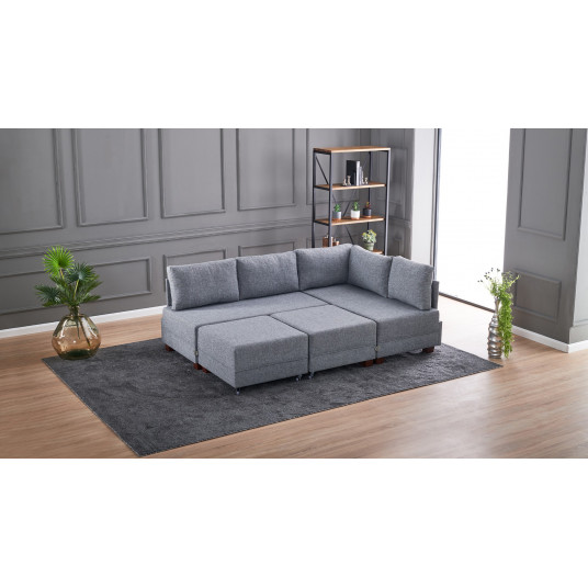 Stūra dīvāna gultne Hanah Home Fly Corner Sofa Bed Right - Pelēks