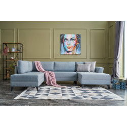 Stūra dīvāna gultne Hanah Home Eris - Zils