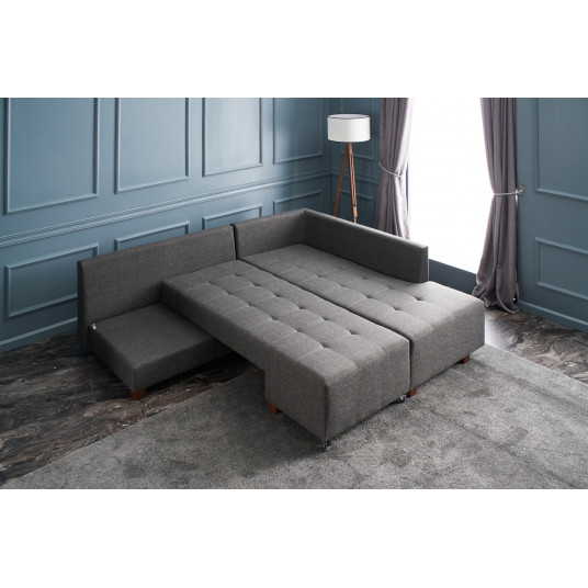 Stūra dīvāna gultne Hanah Home Manama Corner Sofa Bed Right - Antracīts