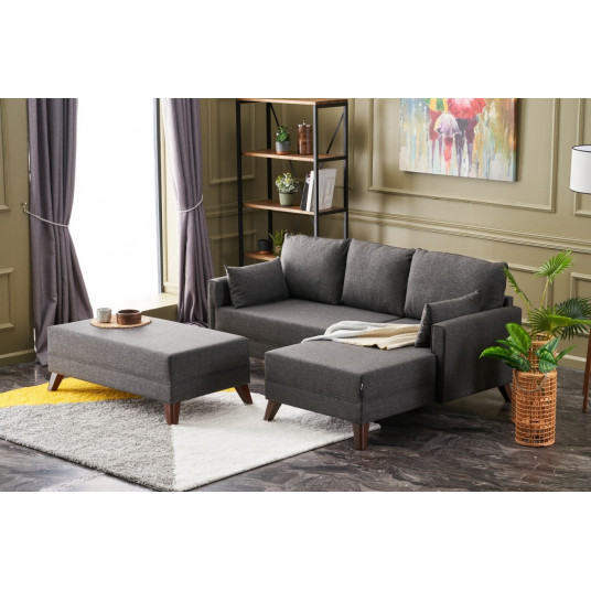 Stūra dīvāna gultne Hanah Home Bella Mini Corner Sofa Right - Antracīts