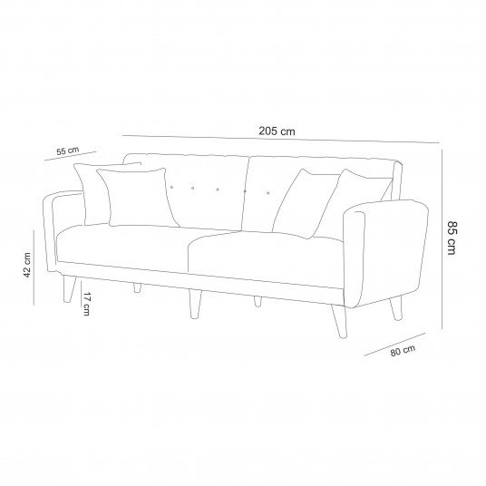Dīvāna gultne Hanah Home Aria - Pelēks