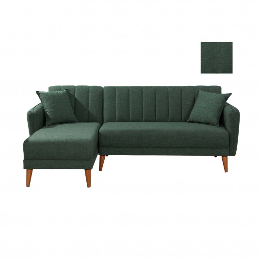 Stūra dīvāna gultne Hanah Home Aqua Corner Left - Tumši zaļa