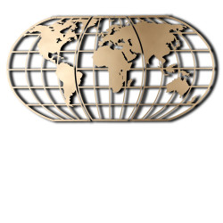 Dekoratīvs metāla sienas piederums Wallxpert World Map Globe - Zelts