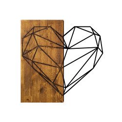 Dekoratīvs koka sienas piederums Wallxpert Heart - Valrieksts, melns
