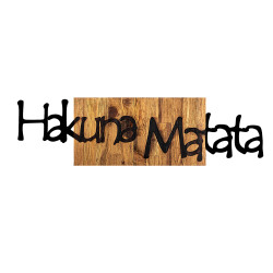 Dekoratīvs koka sienas piederums Wallxpert Hakuna Matata 4 - Melns, viegls valrieksts