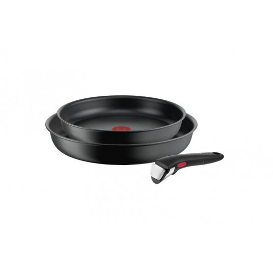 TEFAL pannu komplekts L7649253 Ingenio Ultimate Frying, Diametrs 24/28 cm, Piemērots indukcijas plīts virsmai, Noņemams rokturis, Melns