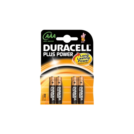 Duracell AAA/LR03, Alkaline Plus Power MN2400, 4 pc(s)