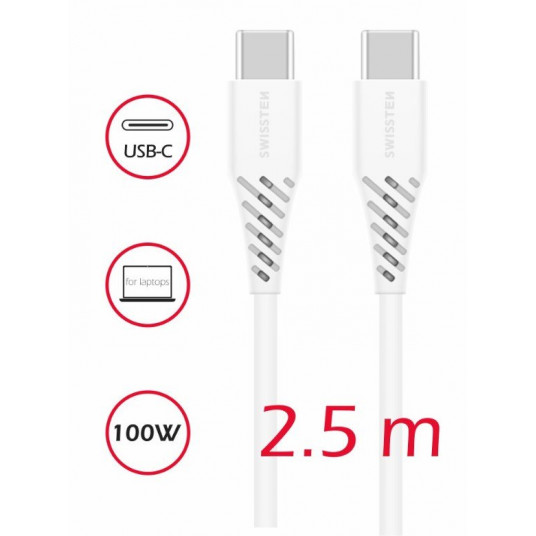 Swissten barošanas piegādes datu kabelis no USB-C uz USB-C 5A (100 W) 2,5 m