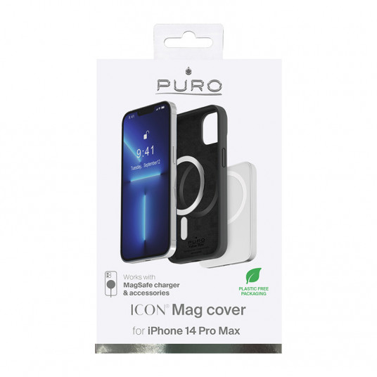 Korpuss PURO priekš iPhone 14 Pro Max, magsafe, melns / IPC14P67ICONMAGBLK