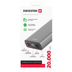 Swissten Power Bank 20000 mAh 20W Power Delivery pelēks