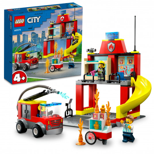 LEGO 60375 CITY Ugunsdzēsēju depo un ugunsdzēsēju auto