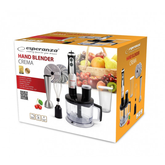Esperanza EKM004 Blenderis 0,6 L iegremdējamais mikseris melns, sudrabs, caurspīdīgs 800 W