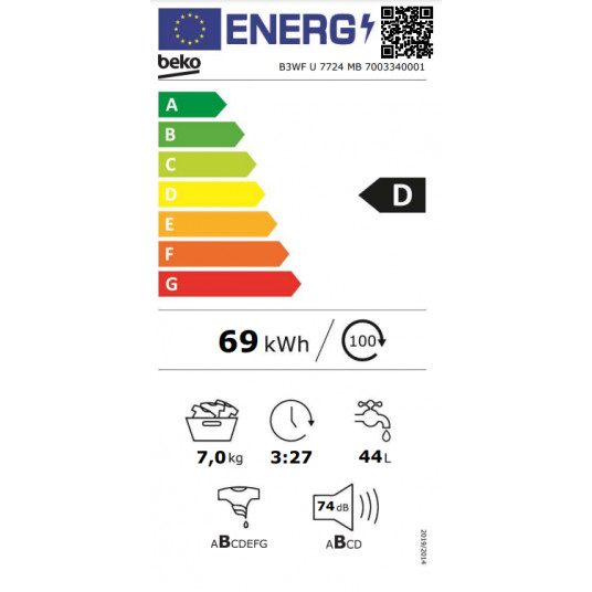 Veļas mašīna BEKO B3WFU7724MB