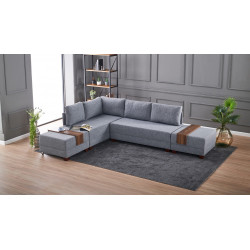 Stūra dīvāna gultne Hanah Home Fly Corner Sofa Bed Left - Pelēks