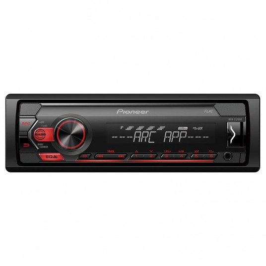 Automašīnas stereo Pioneer, bezmehāniska, USB, sarkanie numuri