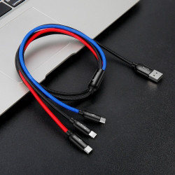 Cable Baseus USB2.0 A spraudnis un 3 spraudņi (USB C, micro USB, Lightning)