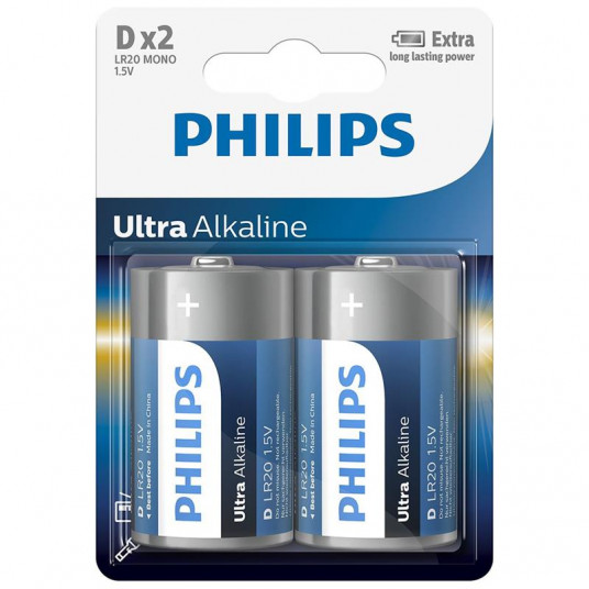 Akumulators Philips Ultra Alkaline D 2 blisteri