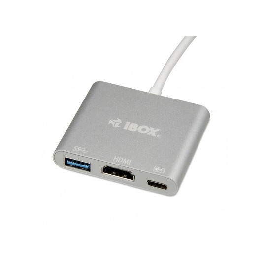 iBox IUH3CFT1 interfeisa centrmezgls USB 3.2 Gen 1 (3.1 Gen 1) Type-C 5000 Mbit/s Sudrabs