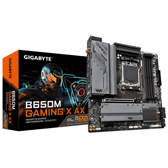 Gigabyte B650M GAMING X AX 1.1 M/B Procesoru saime AMD, Procesora ligzda AM5, DDR5 DIMM, Atmiņas sloti 4, Atbalstītie cietā diska interfeisi SATA, M.2, SATA savienotāju skaits 4, Chipset B650, Micro ATX