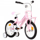 Bērnu velosipēds ar priekšējo bagāžnieku, 14 collas, balts,rozā