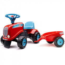 Aizmugurējais traktors ar piekabi - Falk Tractor Go, sarkans