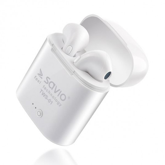 SAVIO TWS-01 Airpods Bluetooth 4.2 Stereo Headet with Microphone (MMEF2ZM/A) Analog White
