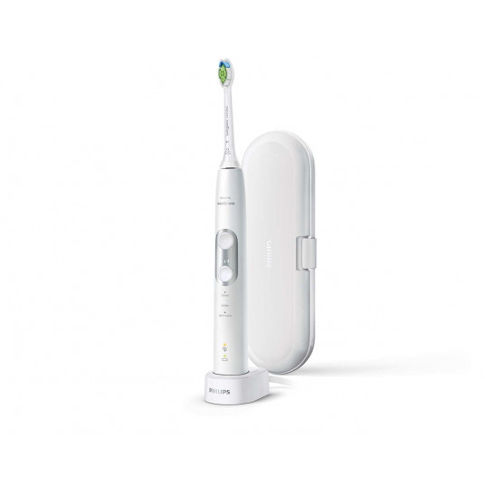 Philips Sonicare ProtectiveClean 6100 elektriskā zobu birste HX6877 / 28 Uzlādējama, Bezvada, Komplektā iekļauto birstes galviņu skaits 1, Balts, Zobu tīrīšanas režīmu skaits 3, Sonic tehnoloģija