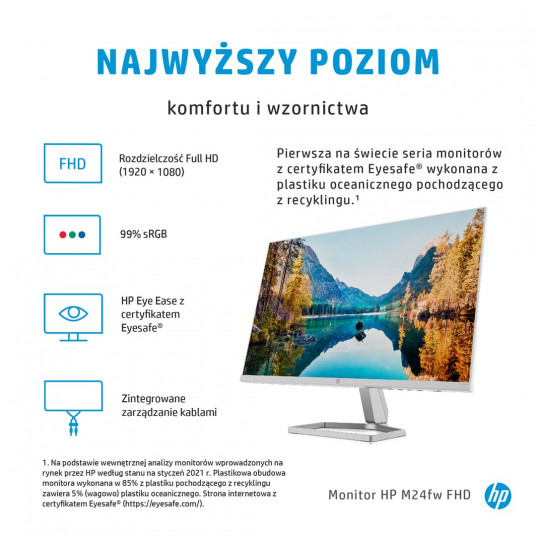 HP M24fw (2D9K1E9) 60,5 cm (23,8 collas) 1920 x 1080 pikseļi Full HD sudraba krāsā