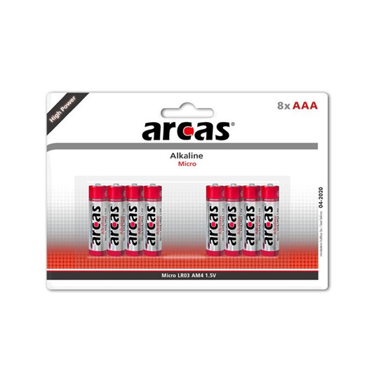 ARCAS LR03 sārma 1,5 V / AAA, 8 (4 + 4)