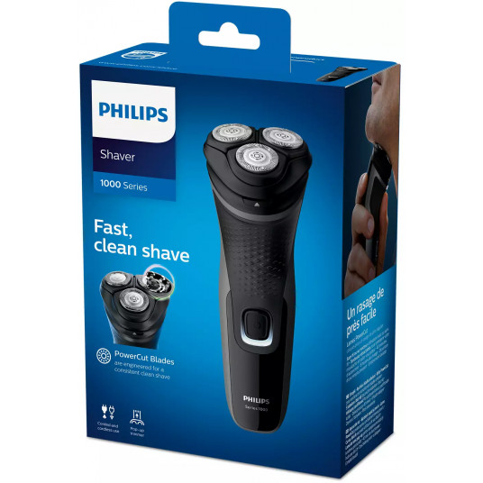 Philips Elektriskais skuveklis  S1231/41 Series 1000 Darbības laiks (max) 40 min, Wet & Dry, NiMH, Pelēks/Melns