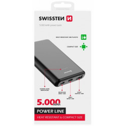 Swissten Line Power Bank USB / USB-C / Micro USB / 10W / 5000 mAh