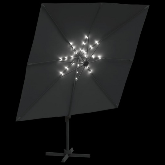 LED dārza saulessargs, 400x300 cm, antracītpelēks