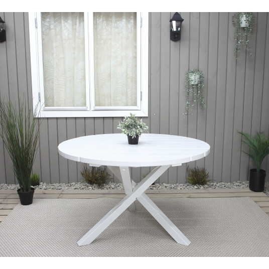Lauku apaļais galds, balts