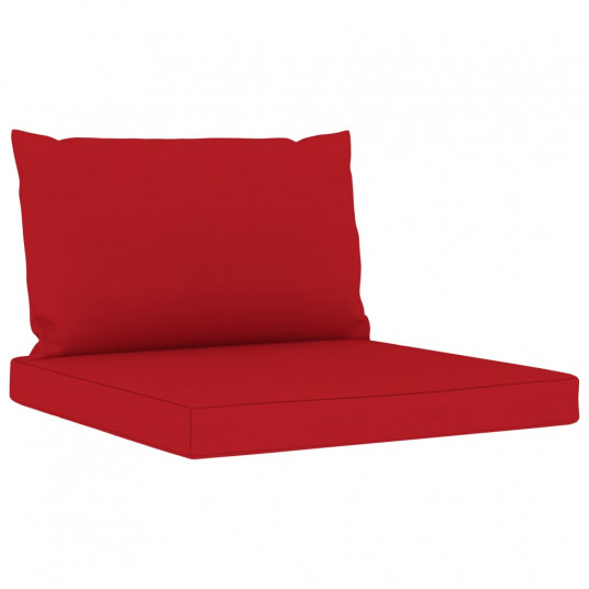 4-vietīgs dārza dīvāns ar sarkaniem matračiem