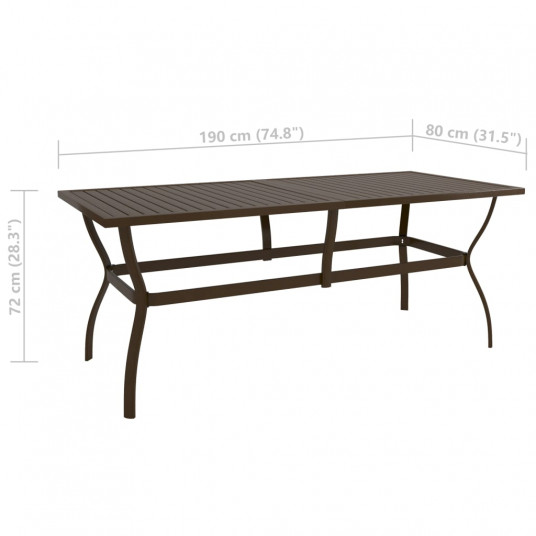 Dārza galds, brūns, 190x80x72 cm, tērauds
