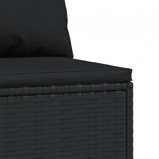 Vidējā dīvāna daļas ar spilveniem, 2 gab., melns, polirotangpalma