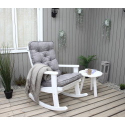 Soltou šūpuļkrēsls, balts ar pelēku matraci