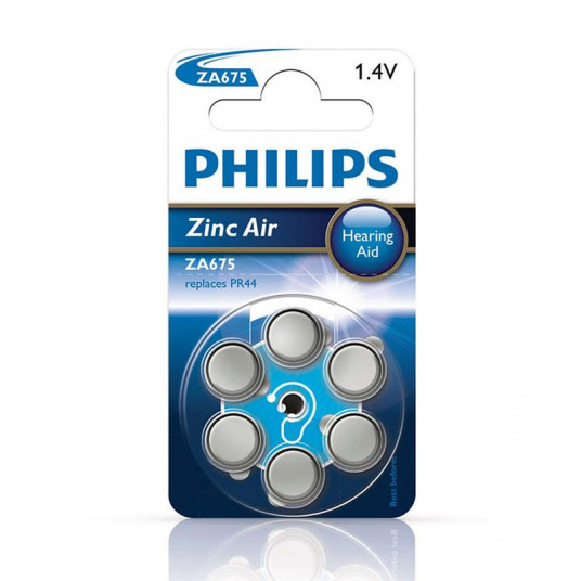 Baterija Philips Zinc Air 1,4 V 6 blisteri (PR44 / zila cilne)
