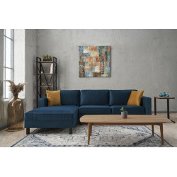 Stūra dīvāns Kale Velvet atstāts zils