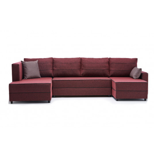 Stūra dīvāns - gulta Ece Panoramik sarkans