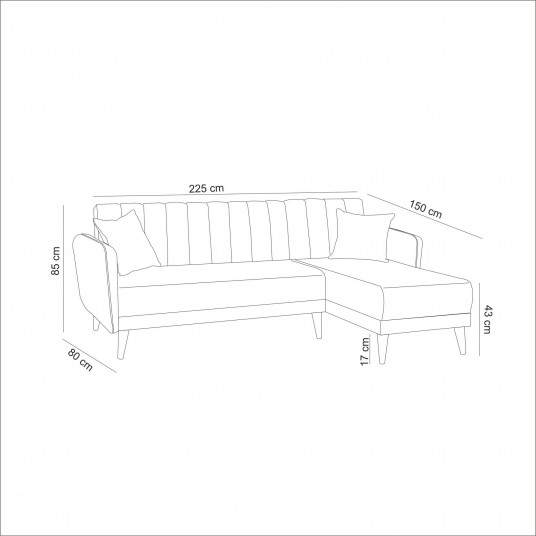 Stūra dīvāns - gulta Aqua Kose tiesības zaļa