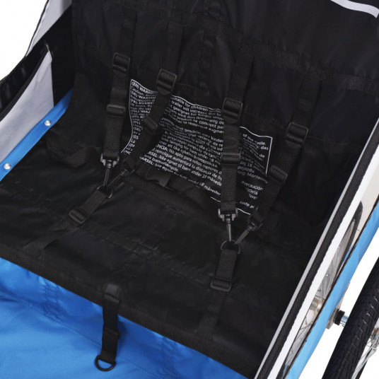 Bērnu velo piekabe, 30 kg, pelēka ar zilu