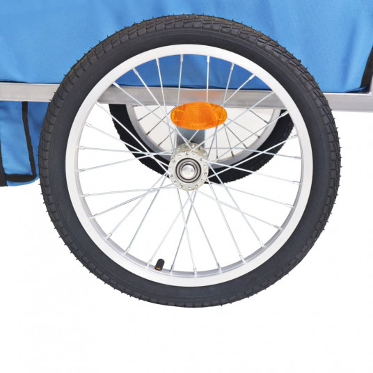 Bērnu velo piekabe, 30 kg, pelēka ar zilu