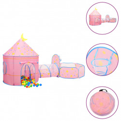 Rotaļu telts ar 250 bumbiņām, rozā, 301x120x128cm