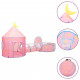 Rotaļu telts ar 250 bumbiņām, rozā, 301x120x128cm
