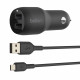 Belkin Dual USB-A Car Charger 24W + USB-A to Micro-USB Cable BOOST CHARGE Black